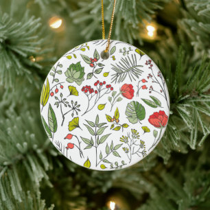 Botanical Wildflower Garden Ceramic Tree Decoration