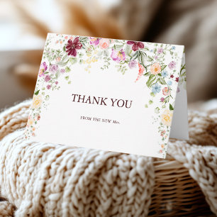 Botanical Wildflower Garden Wedding Thank You Card