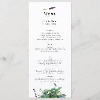 Botanical Wildflower Wedding Menu