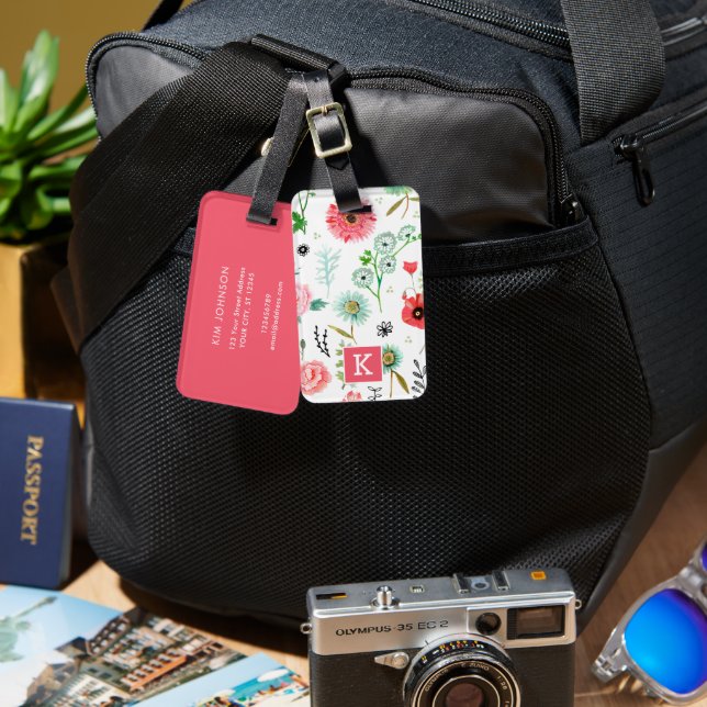 Botanical wildflowers all-over print luggage tag (Front & Back)