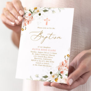 Botanical Wildflowers Baptism Christening  Invitation