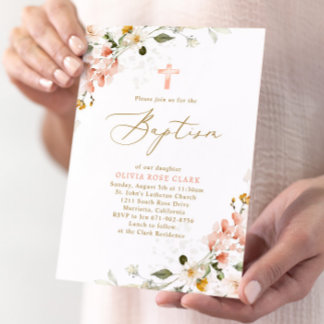 Botanical Wildflowers Baptism Christening Invitation