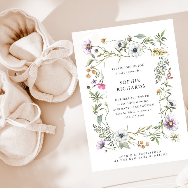 Botanical Wildflowers | Elegant Baby Shower Invitation (Creator Uploaded)