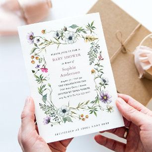 Botanical Wildflowers Elegant Baby Shower Invitation