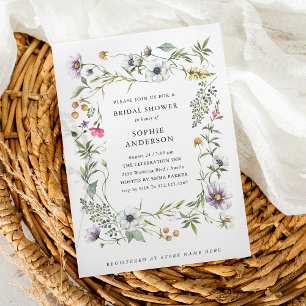Botanical Wildflowers   Elegant Bridal Shower Invitation