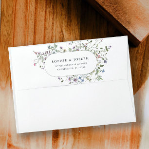 Botanical Wildflowers   Elegant Wedding Envelope