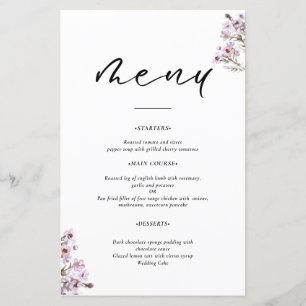 Botanical Wildflowers   Elegant Wedding Menu
