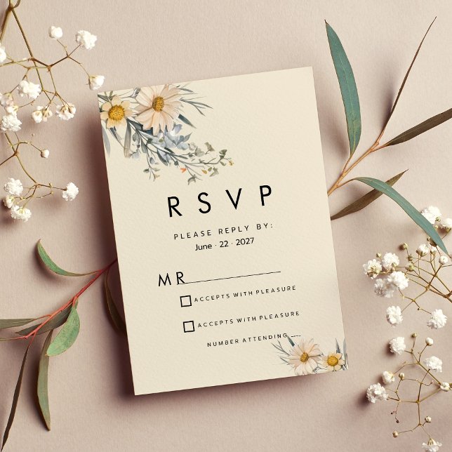 Botanical wildflowers garden floral RSVP Invitation (Botanical wildflowers garden floral RSVP)