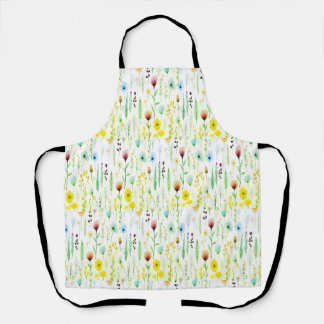 Botanical Wildflowers Meadow Pattern Apron