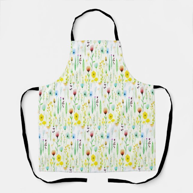 Botanical Wildflowers Meadow Pattern Apron (Front)