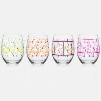 Botanical Wildflowers Meadow Pattern Stemless Wine Glass