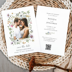 Botanical Wildflowers   Photo and QR Code Save The Date