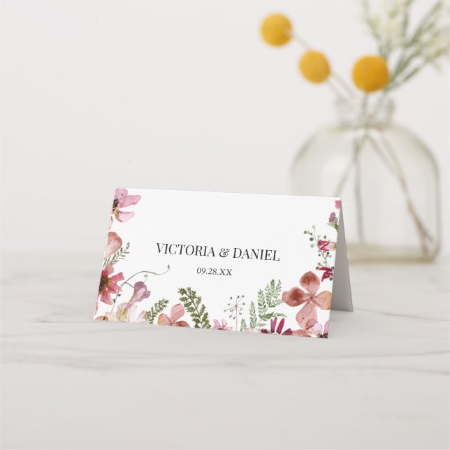 Botanical Wildflowers Wedding Place Card (Back)