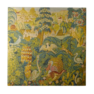 Botanical Wildlife Flock of Birds Tile