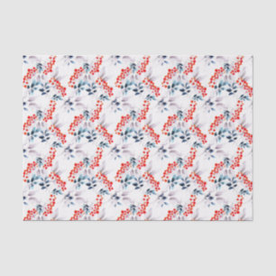 Botanical Wind Leaves Red Berry Watercolor Tissue Paper