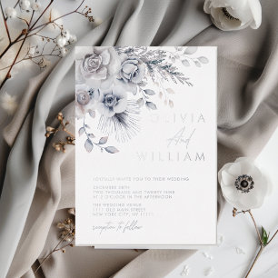 Botanical Winter Floral Elegant Silver Wedding