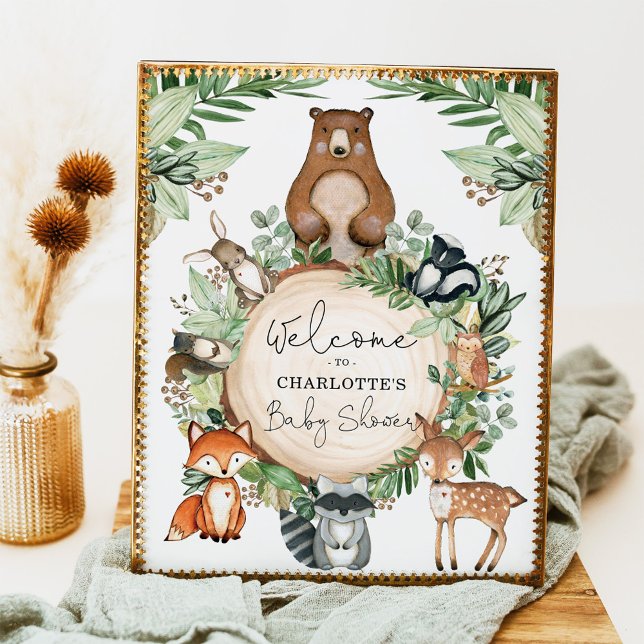 Botanical Woodland Animals Baby Shower Welcome Poster (Creator Uploaded)