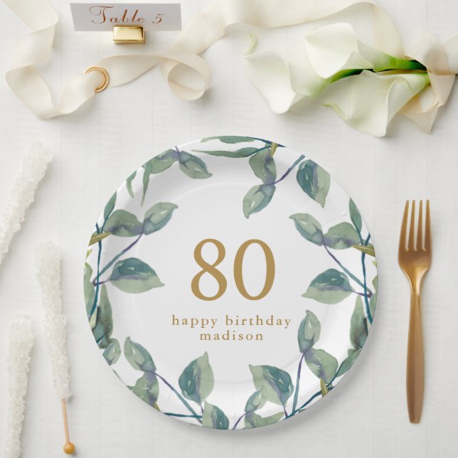 Botanical Wreath Adult Birthday Party Paper Plate (Wedding)