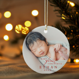 Botanical Wreath Baby First Christmas Ceramic Tree Decoration