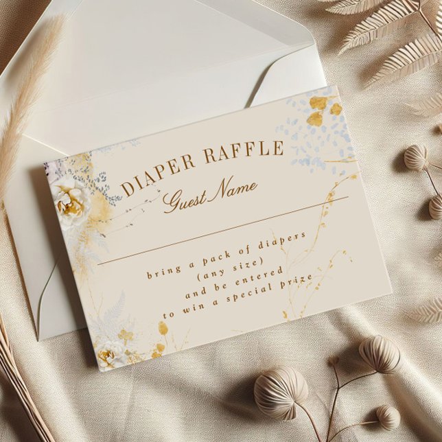 botanical wreath baby shower diaper raffle card (Creator Uploaded)