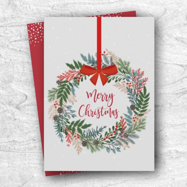 Botanical Wreath Christmas Holiday Card (Creator Uploaded)