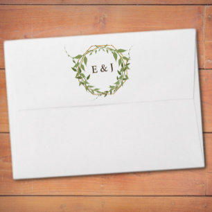 Botanical Wreath Earth Tone Wedding Envelope