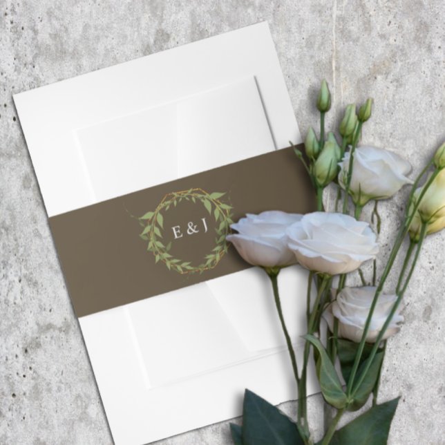 Botanical Wreath Earth Tone Wedding Invitation Belly Band (Creator Uploaded)