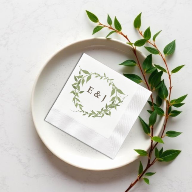 Botanical Wreath Earth Tone Wedding Napkin (Creator Uploaded)