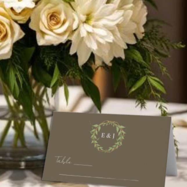 Botanical Wreath Earth Tone Wedding Place Card (Creator Uploaded)