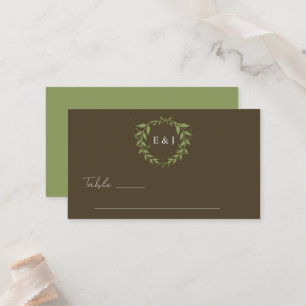 Botanical Wreath Earth Tone Wedding Place Card