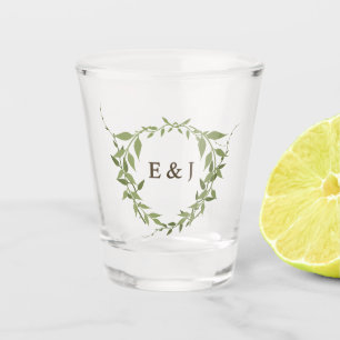 Botanical Wreath Earth Tone Wedding Shot Glass