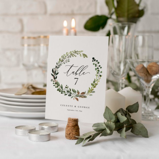 Botanical wreath elegant wedding table number  (Creator Uploaded)