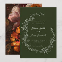 Botanical Wreath Fine Art Painting Olive Wedding