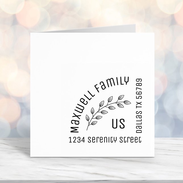 Botanical Wreath, Leaves Corner Address Self-inking Stamp (Creator Uploaded)