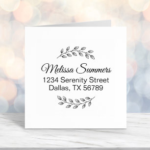 Botanical Wreath, Leaves Shaded Address Self-inking Stamp