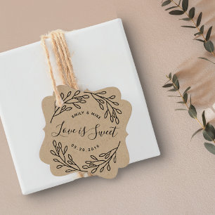 Botanical Wreath Love is Sweet Wedding Favour Tags