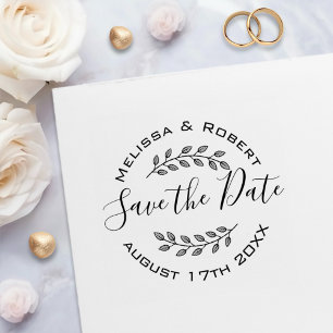 Botanical Wreath Modern Wedding Save the Date 2 Self-inking Stamp