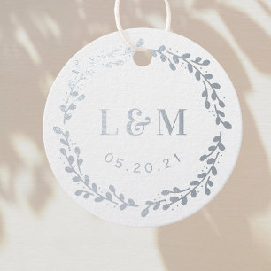 Botanical Wreath Monogram Wedding Favour Tags