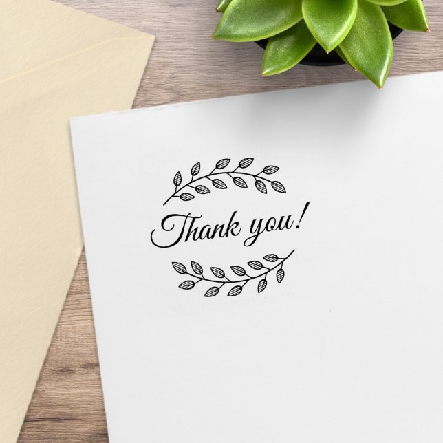 Botanical Wreath Top Bottom Thank You 1x1 Rubber Stamp (Creator Uploaded)