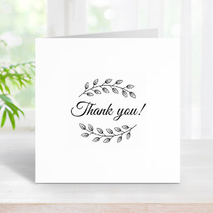 Botanical Wreath Top Bottom Thank You 1x1 Rubber Stamp