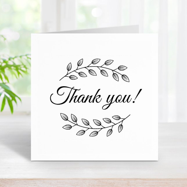 Botanical Wreath Top Bottom Thank You Rubber Stamp (Creator Uploaded)