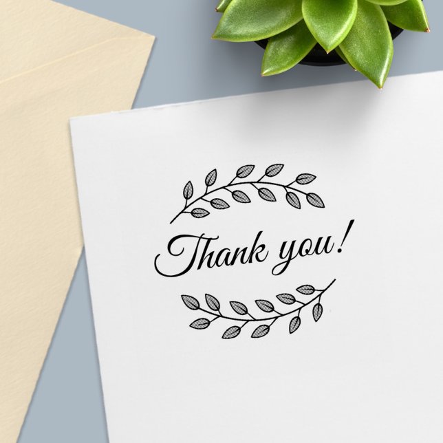Botanical Wreath Top Bottom Thank You Self-inking Stamp (Creator Uploaded)