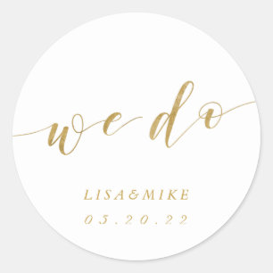Botanical Wreath We Do Personalised Wedding Classic Round Sticker