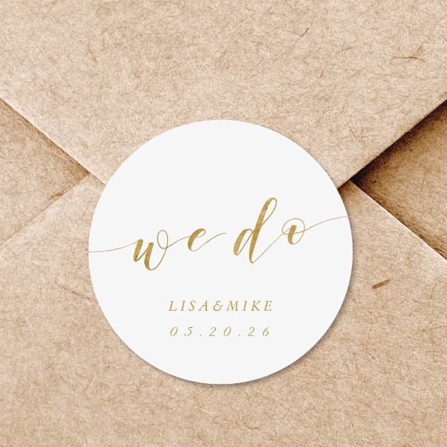 Botanical Wreath We Do Personalised Wedding Classic Round Sticker (Creator Uploaded)