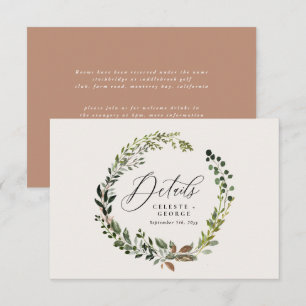 Botanical Wreath Wedding Detail Watercolor Foilage Card