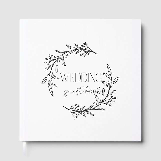 Botanical Wreath Wedding Guest Book – Elegant Mini (Front)