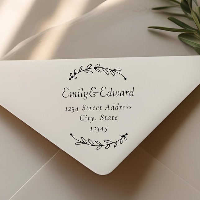 Botanical Wreath Wedding Return Address Self-inking Stamp (Creator Uploaded)