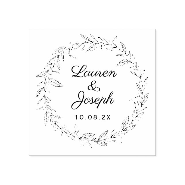 botanical wreath wedding rubber stamp (Imprint)