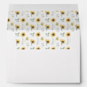 Botanical Yellow Sunflower Wedding Envelope