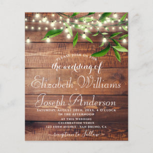 BotanicalFoliage Rustic Wood Lights String wedding Flyer